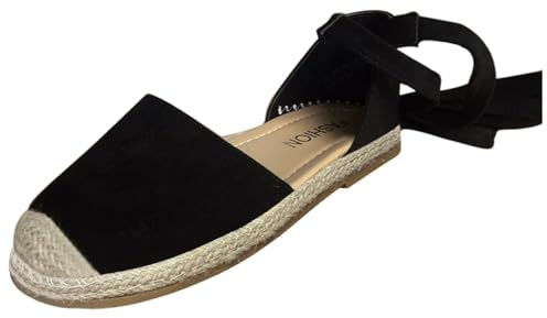 Sandales d'été confortables fermées pour femme - Sandales plates en lin et paille - Chaussures d'été - Espadrilles - Chaussures pieds nus - Chaussures larges à enfiler - Chaussures de loisirs