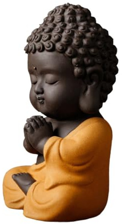 DONFAMDS Glatte Buddha Figur aus Zisha Ton Teehaustier Dekoration für Zuhause Langlebige Tischskulptur Stilvolle Heimdeko Geschenk für Teeliebhaber
