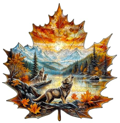 WOODBESTS Holzpuzzle Erwachsene, 245 Teile Wolfskönig Holzpuzzle | Unregelmäßige Einzigartige Puzzle, Weihnachten und Geburtstag Geschenke für Puzzle-Liebhaber (34 × 33,3 cm)