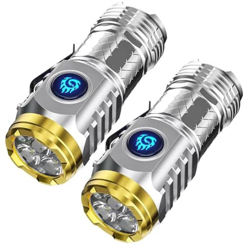 Lampe de poche rechargeable Type-C multi-fonction 5 modes, étanche, luminosité réglable, super lumineuse pour camping, réparation auto, urgence (B)