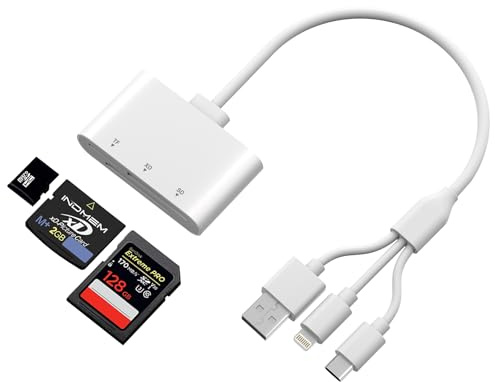 SD Card Reader, XD Card Reader with L- ightning/USB-C/USB-A, 3-in-1 SD/TF/XD Card Adapter for iPhone 16/15/14/13, iPad, PC, Android, SD Card Adapter Support Plug and Play, 480Mbps