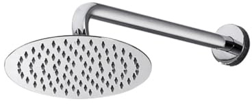 Billg Regendusche Quadratisch 24 cm, Kopfbrause Aus Edelstahl, Duschkopf mit Anti-Kalk-Düsen, Regenduschkopf für Wandmontage, Inklusive Brausearm und G1/2 Anschluss, Chrom Finish