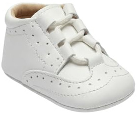SIRRI Baby lackskor för pojkar, brogue-snörskor, första stegen, tauringsremmar, Vit, 16 EU