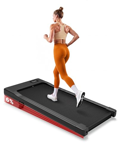 Superun Walking Pad mit Steigung 6% – Laufband für Zuhause max 6km/h & 12km/h mit App und Fernbedienung – Laufband Schreibtisch max 136 kg mit Multi-Runner-Rennen und Training Courses