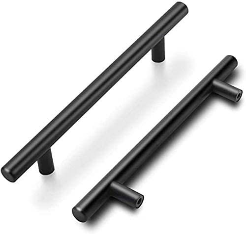 goldenwarm 224mm Wardrobe Handles Modern Cabinet Handles Black Stainless Steel Kitchen Door Handles, 20Pack