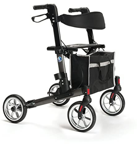 FabaCare Rollator Quava, Leichtgewichtrollator, faltbar, Carbon-Grau, mit FabaCare Sicherheitsreflektoren