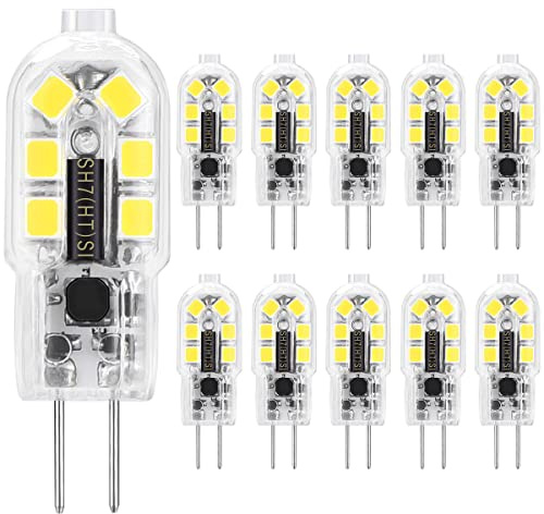 G4 LED Bulb 12V, HengBo Daylight White 6000K G4 JC Bi Pin Base 20 Watt Halogen Bulb Replacement Light Bulb for Under Cabinet, Range Hood, Stove Light (Pack of 10)
