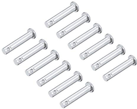 sourcing map 12 Stück Steckbolzen Einloch Gabelbolzen Flachkopf, 6mm X 25mm Splintstift Verzinkung Massiver Stahl Lochbolzen