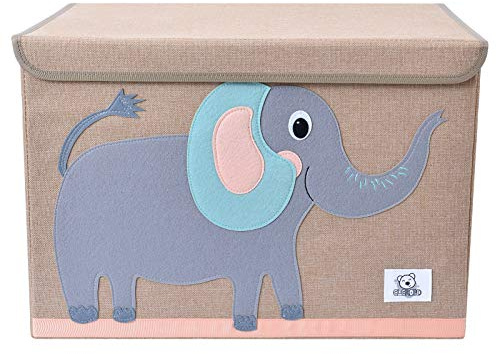 CLCROBD Faltbare große Spielzeugtruhe für Kinder, mit Klappdeckel, zusammenklappbarer Stofftier-Aufbewahrung, Organizer/Box/Korb/Truhe für Kleinkinder, Kinder und Babyzimmer (Elefant)