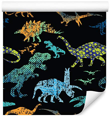 Wallepic Tapete 10m Vlies Tapete Dinosaurier Kinder Junge Vliestapete 1000x53cm Wand Tapete Wohnzimmer Kinderzimmer Moderne Wanddeko Wand Dekoration