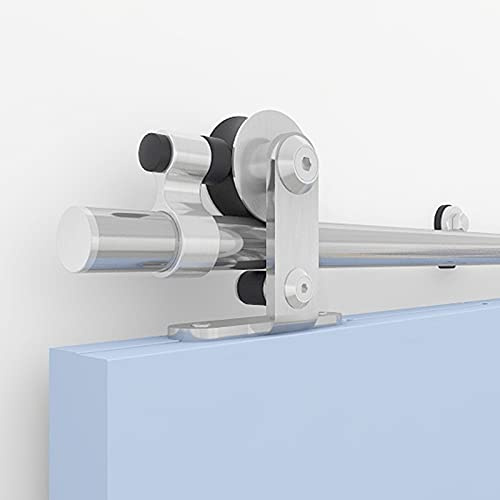 WOLFBIRD 6FT/183CM Sliding Barn Door Hardware Kit, for Single Wood Door, Stainless Steel Heavy Duty Sliding Door Track-T Style