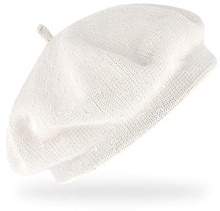 fiebig Feinstrickbaske mit Zipfel | Barett in OneSize aus Baumwolle | Leichte Wollbaske in vielen Farben (One Size, Weiß)