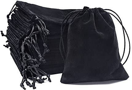 YancLife 20 Stück Samtbeutel Schmuckbeutel Samt Säckchen,12x15cm Samt Tasche Geschenktüte,Portable langlebig Tunnelzug Schmucktasche, Hochzeitstasche, Partytasche, Aufbewahrungstasche (Schwarz)