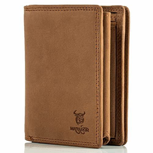MATADOR Herren Brieftasche Leder #Toronto mit edler Geschenk Box, Eleganter Geldbeutel Herren RFID Schutz, Luxus Geldbörse Männer Viele Kartenfächer in Braun Hell