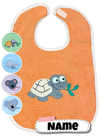 Stickling Baby Lätzchen mit Klettverschluss | 100% Bio Baumwolle | bestickt mit Namen | Riesen Lätzchen | Baby Latz | personalisiert | Spucktücher