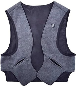 Gilet chauffant léger pour femmes hommes unisexe vêtements intérieurs gilet thermique électrique 3 tissus chauffants réglables en température (banque d'alimentation non incluse) Tente (Grey, C)