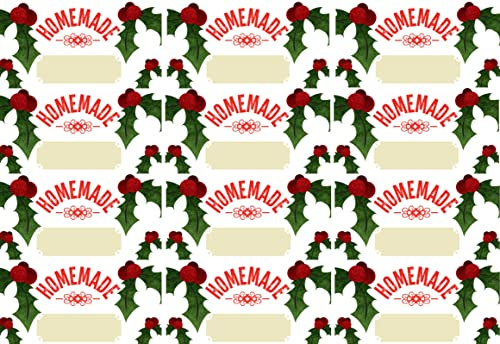 Nutley's 96 x Adhesive Christmas Holly Jam Jar Labels