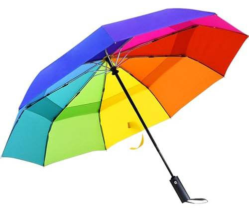 YUEMING Regenschirm Sturmfest für Regen, Windsicherer Sturm Taschenschirm Schirm, Faltbar Kompakte Reise Golf Umbrella für Herren und Damen