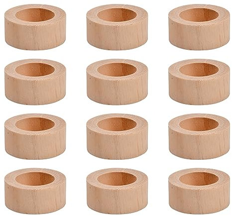 12 Stück Kiefernholz Votivkerzenhalter, Weihnachtliche Teelichthalter Rund Kerzenhalter aus Holz, Teelicht Kerzenständer für Hochzeiten, Tischdekoration, Valentinstag, Weihnachts Deko