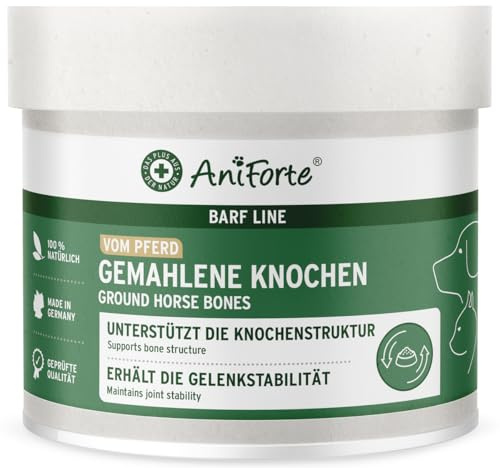 AniForte Ossa macinate di cavallo per cani e gatti 500 g - Calcio naturale per costruzione ossea e articolazioni, farina di ossa pura come mangime e integratore di barba