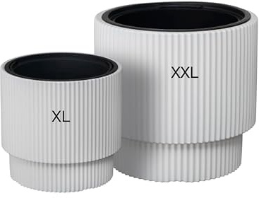 MELTOM Blumenkübel Blumentopf mit Herausnehmbaren Einsatz Rund Dekorativ Frostbeständiger SET2: XXL+XL (Weiß)