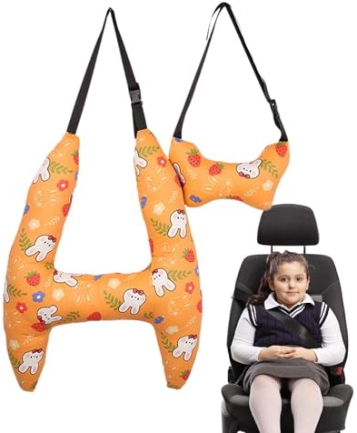 Almohada para coche para niños - Cómoda almohada de viaje en avión | Cómodo cojín cervical de avión con bonito estampado, almohada de viaje, almohada en forma de H para viajes largos para niños y