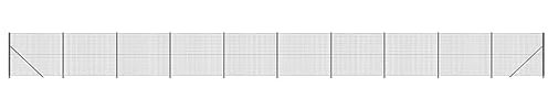Tidyard Maschendrahtzaun mit Bodenhülsen Komplett Set Maschendraht Zaunset Kaninchendraht Gartenzaun Anthrazit 1,6x25 m
