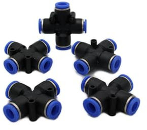 CNCTEC IQS Lot de 3 raccords en croix pour tuyau pneumatique 10 mm, lot de 3 connecteurs pneumatiques IQS (3, connecteur en croix 4 voies - Ø 10 mm)