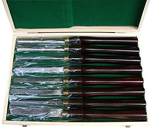 BomDog Ciseau, Travail Du Bois 8 Pièces Outils de Tournage Du Bois Hss Ensemble de Ciseaux de Tour Avec Étui de Rangement En Bois, Kit de Couteaux Et Gouge En Acier Pour Débutants, Amateurs Et Profe