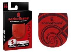 SORBOTHANE Unisex Heel, Boots, Runners, Walkers, Shock Absorbing Shoe Insert, Heel Pads for Football Boots Runners and Walkers, Size UK 3-5, Small, Red