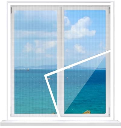 Mosquitera Para Ventana, 100x140cm Mosquitera Lavable, ProteccióN Contra Insectos Para Ventana, Sin Necesidad De Taladrar, Para Ventanas De BalcóN, Ventana De Terraza, Ventana Exterior, Blanco