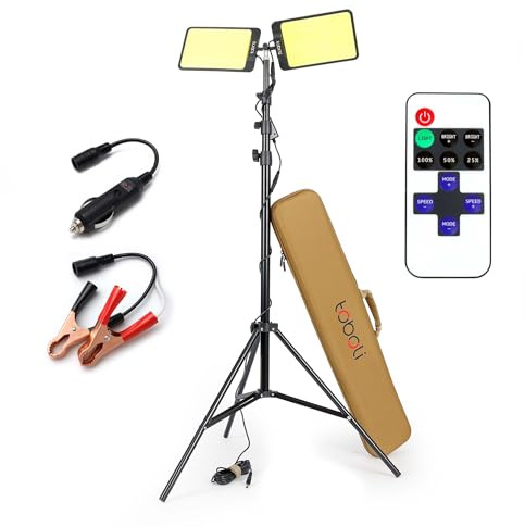 Wiltec Campinglampe V3 LED Strahler 55W 11000 Lumen mit Teleskopstange und Stativ höhenverstellbar Anschluss an 12V-Stromquelle für Camping, Outdoor-Aktivitäten, Baustellen und Notfallsituationen