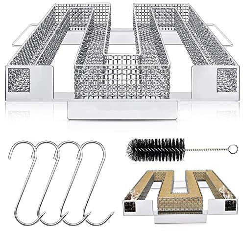 Générateur de Fumée Froide, Generateur Froide, BBQ Fumoir, Gril-Fumoir Acier Inoxydable, Générateur Fumée avec Brosse et Crochets, Idéal pour Fumer de la Viande, du Poisson, BBQ