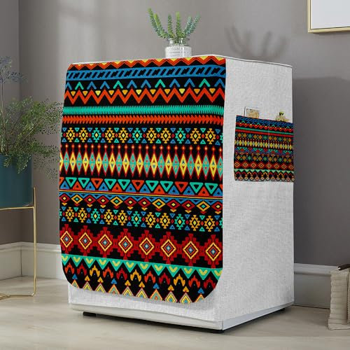 Highdi Housse de Protection pour Machine à Laver, Chargement Frontal Housse La Poussière avec Ouverture Frontale pour Linge Domestique (Boho 3,Capacité S 6~7.5KG)