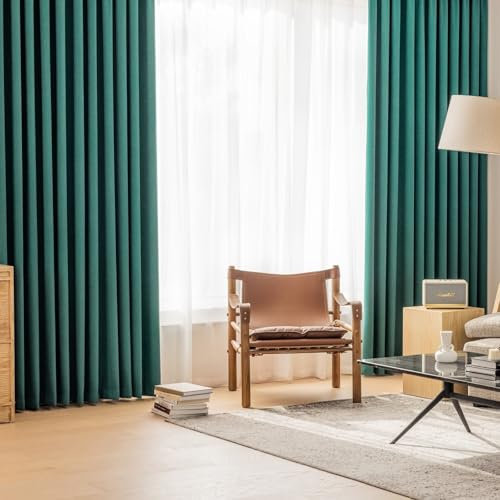 Daesar Gardinen Blickdicht Dunkelgrün, Verdunkelungsvorhänge mit Ösen 2er Set 107x229CM Modern Einfach Schiebevorhänge Vorhang Schlafzimmer Wohnzimmer