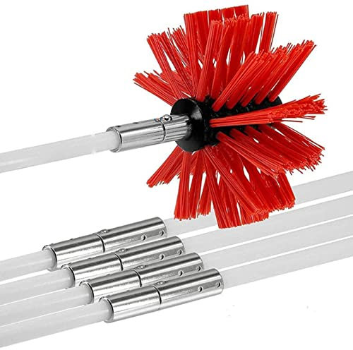 imney Kit de Cepillo de Limpieza para Chimenea, Herramientas de Barrido de Humos, Limpiador Giratorio Flexible para Taladro eléctrico, Kit de Limpieza de conductos de Secadora, Dos tamaños,