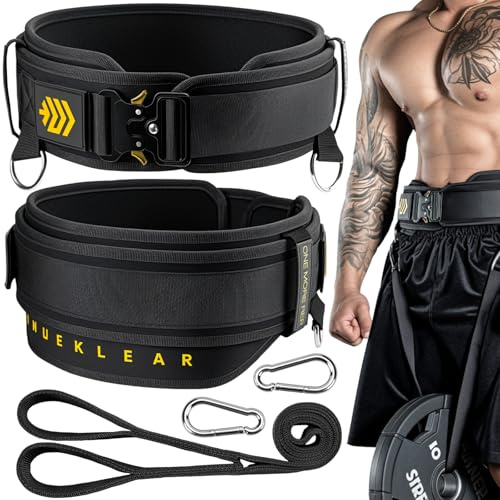 MANUEKLEAR 2-in-1 Dip Belt, Double-Layer Weight Lifting Belt | 4 Size&Color Powerlifting Gym Weighted Belt for Pull Up Squat