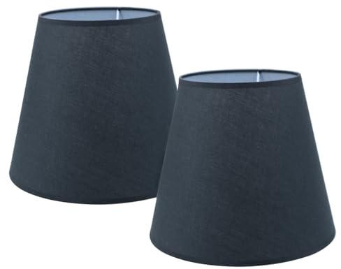Sinta 2 Pack Lampenschirm Floral Stoff Kleiner Lichtschirm für E14/E27 Kronleuchter aufrechte Wandleuchte Kleine Tisch Lampenschirme Kerzenlicht Lampenschirm,Schwarz