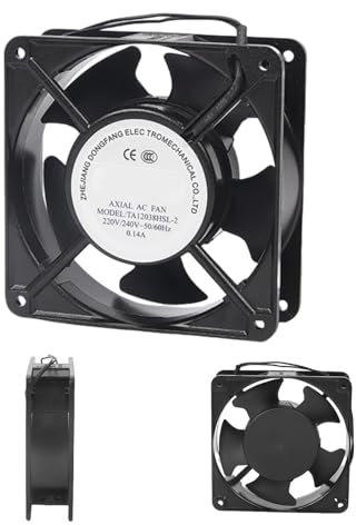 Genérico Ventilador Axial Silencioso para Chimenea Insertable Casete 120x120x38mm Chimenea Alta Temperatura Ventilador Axial Chimenea Estufa Ventiladores con Potentes Cuchillas Metálicas