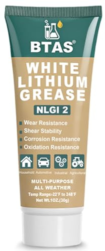 BTAS White Lithium Grease for Car Door,Bearings & Gears Lubricant Grease,Garage Door Tracks Hinges and Sliding Mechanisms, Highly versatile for automotive, marine, industrial and home use NLGI 2 30g