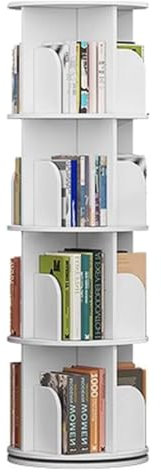 360 Grad drehbares Bücherregal, Organizer für Wohnzimmer, Schlafzimmer, 6 Etagen, bodenstehendes Aufbewahrungsregal (40 x 128 cm)