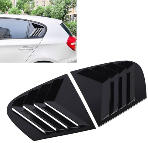 Oreilet Persiennes Fenêtre Latérale Arrière Volet Latéral e Lunette Arrière Noir Brillant, Couvercle Volet Fenêtre Latérale Arrière D'ombrage Stores D'aération pour Série 1 E87 2005 à 2011