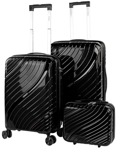 ITACA - Juego De Maletas De Viaje Rígidas Cabina Mediana Grande Ligeras con Ruedas 360º Conjunto Equipaje con TSA_TITUL Set Ideal para Viajeros Exigentes., Negro