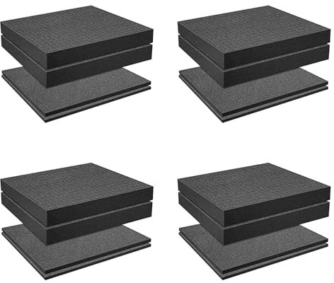 Reinscer Gitterschaum-WüRfelschaum, 8 StüCk 300 X 300 X 50 Mm/8 StüCk 300 X 300 X 10 Mm, Schaumstoff für Werkzeugkasten, Kamerakoffer, Koffereinsatz, Werkzeug