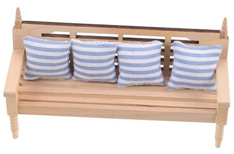 Vaguelly Puppenstubenstuhl Sessel Puppen Puppenstubencouch Puppenstubenzubehör Puppenmöbel Puppenstubenstuhl Puppenstubensofa Mit Kissen Miniatursofa Stuhl Spielzeugstuhl Baumwolle Khaki