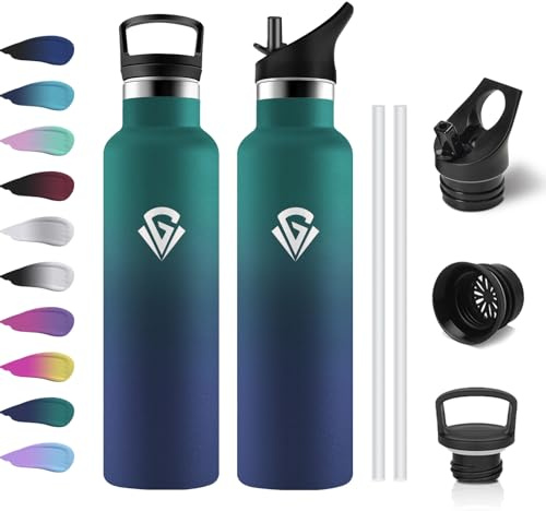 Trinkflasche Edelstahl 750ml, Thermoskanne BPA-Frei, Metall Wasserflasche Doppelwandig Isoliert, Auslaufsichere Wasserflasche Kohlensaeure Geeignet, für Fitness, Schule, Outdoor, Camping, Fahhrad