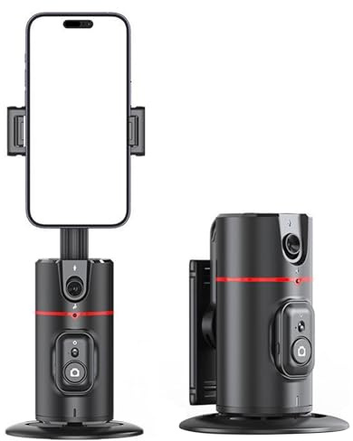 Auto Face Tracking Tripod Remote Control, Auto Face Tracking Stativ, 360° Drehung Selfie Stick Stativ mit Fernbedienung und Gestensteuerung, Erweiterbar Handyhalterung mit Fülllicht für Handy (A)
