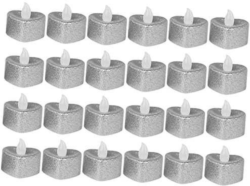 Uonlytech 24pezzi Candele Led Forma Di Cuore Senza Fiamma Piccole Candele Batteria Lampade Decorative Per Casa e Compleanni