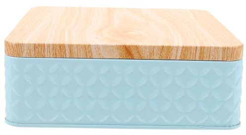 CIYODO Contenitore in Latta per Dolci e Caramelle Coperchio Ermetico Blu, Scatola Porta Snack per Ragazzo Ragazza e Confezioni Regalo, Formato Rettangolare per Conservazione Alimentare