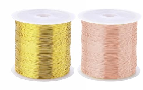 100 m x 2 spole smyckestråd 0,4 mm, sminging pysseltråd tunn ljusbeständig och lätt att skära smyckestråd guld silver smycken tråd smyckestillverkning hantverk koppartråd pysseltråd